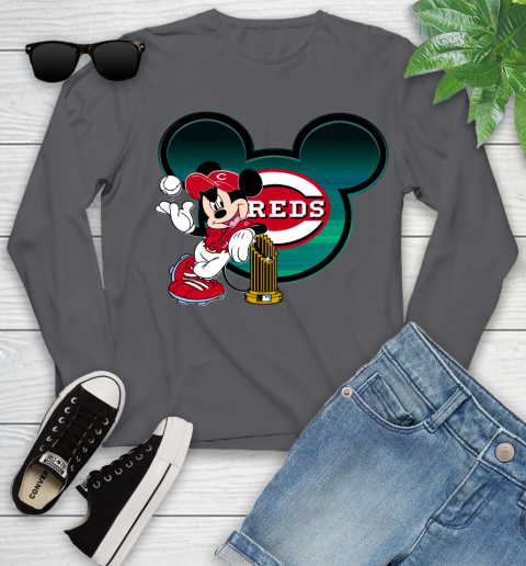 MLB Cincinnati Reds The Commissioner's Trophy Mickey Mouse Disney Youth Long Sleeve 8