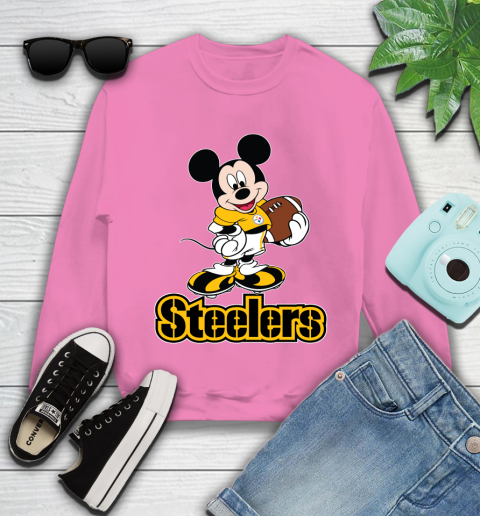 NFL Football Pittsburgh Steelers Cheerful Mickey Mouse Shirt Youth Sweatshirt 6