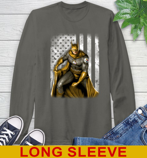 Pittsburgh Steelers NFL Football Batman DC American Flag Shirt Long Sleeve T-Shirt 10