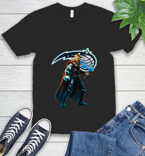 NBA Thor Avengers Endgame Basketball Orlando Magic V-Neck T-Shirt 2