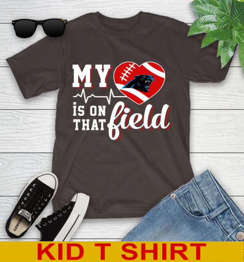 NFL My Heart Is On That Field Football Sports Carolina Panthers Youth T-Shirt 6