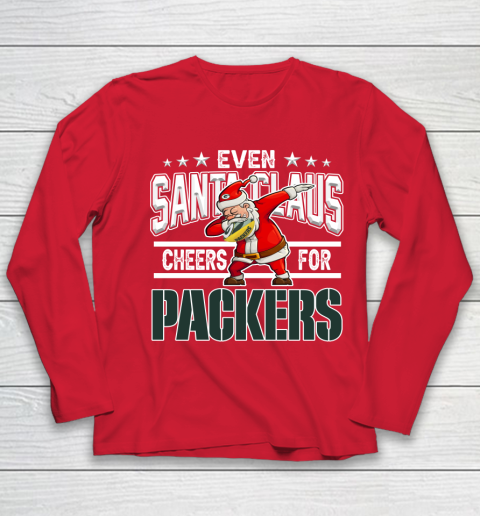 Green Bay Packers Even Santa Claus Cheers For Christmas NFL Youth Long Sleeve 8