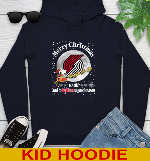 Portland Trail Blazers Merry Christmas To All And To Trail Blazers A Good Season NBA Basketball Sports Youth Hoodie 3