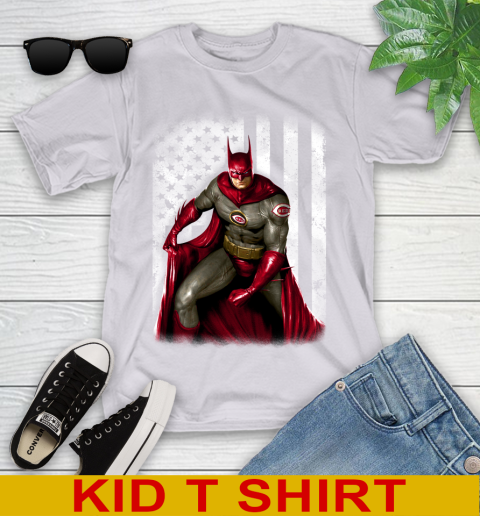 Cincinnati Reds MLB Baseball Batman DC American Flag Shirt Youth T Shirt