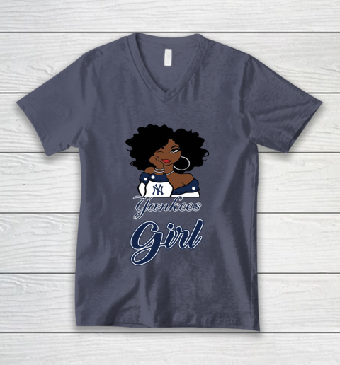 New York Yankeess Girl MLB V-Neck T-Shirt 8