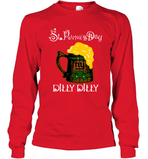 NFL New York Giants St Patrick's Day Dilly Dilly Beer Football Sports 8OsVtzNsWB2 long sleeve tee 14 95 151514 front red