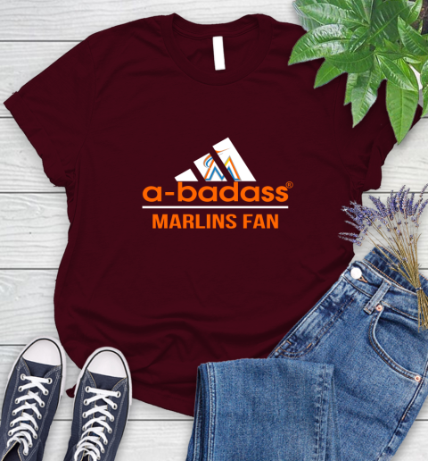 MLB A Badass Miami Marlins Fan Adidas Baseball Sports Women's T-Shirt 7
