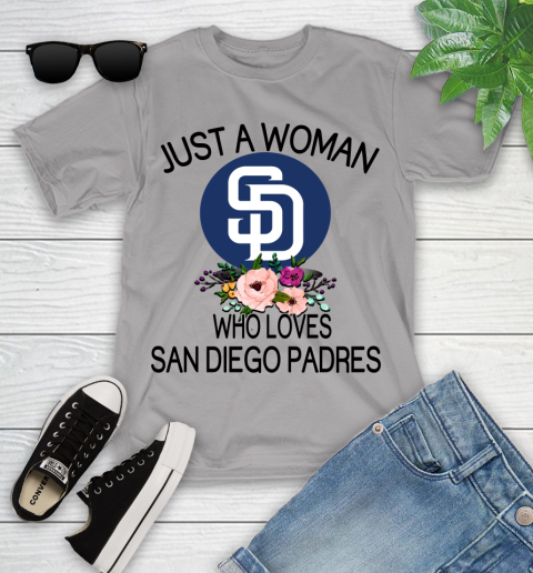 MLB Just A Woman Who Loves San Diego Padres Baseball Sports Youth T-Shirt 2