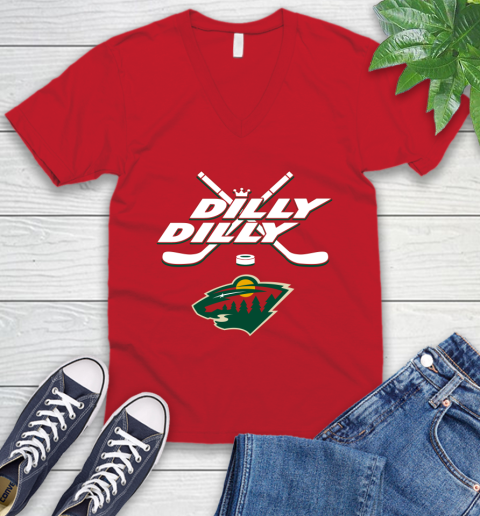 NHL Minnesota Wild Dilly Dilly Hockey Sports V-Neck T-Shirt 7