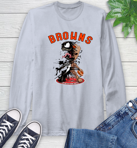 NFL Cleveland Browns Football Venom Groot Guardians Of The Galaxy Long Sleeve T-Shirt 6