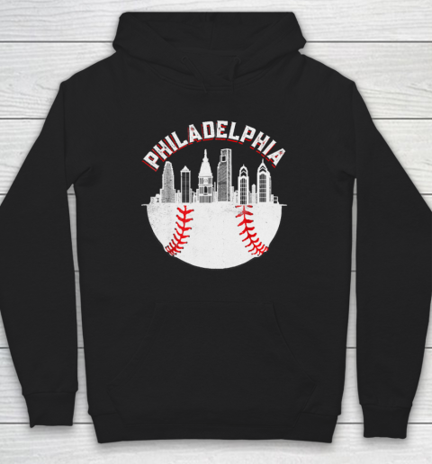 Philadelphia Baseball Skyline Retro Philly Cityscap Hoodie