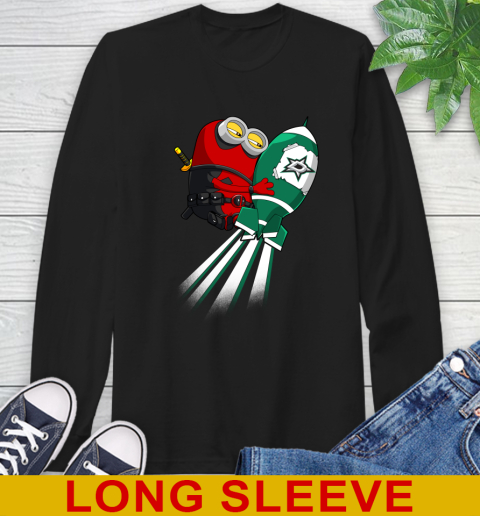 NHL Hockey Dallas Stars Deadpool Minion Marvel Shirt Long Sleeve T-Shirt