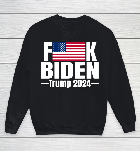 Fuck Biden American Flag Trump 2024 Youth Sweatshirt