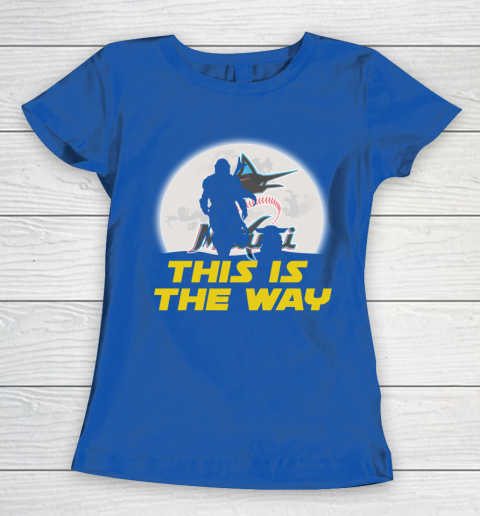 Miami Marlins MLB Baseball Star Wars Yoda And Mandalorian This Is The Way Women's T-Shirt 8