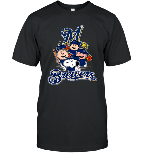 Peanuts Charlie Brown And Snoopy Playing Baseball Milwaukee Brewers Shirt