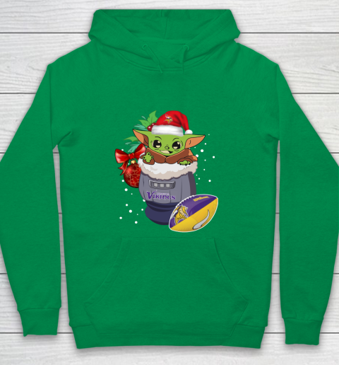 Minnesota Vikings Christmas Baby Yoda Star Wars Funny Happy NFL Youth Hoodie 6