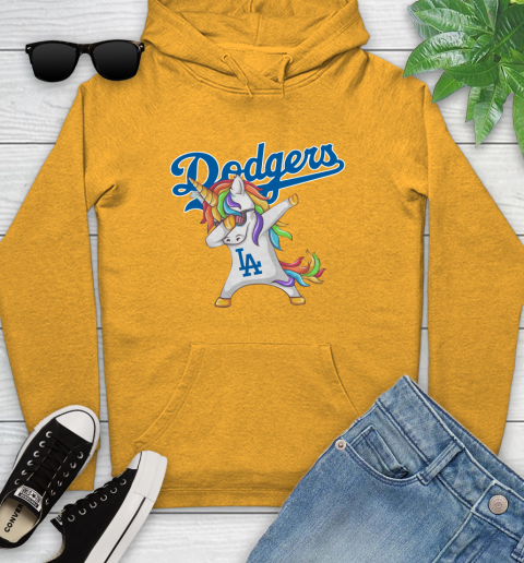 Los Angeles Dodgers MLB Baseball Funny Unicorn Dabbing Sports Youth Hoodie 3