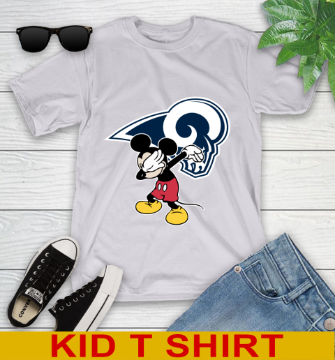 Los Angeles Rams NFL Football Dabbing Mickey Disney Sports Youth T-Shirt 5
