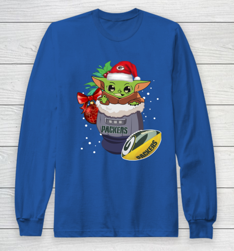 Green Bay Packers Christmas Baby Yoda Star Wars Funny Happy NFL Long Sleeve T-Shirt 9