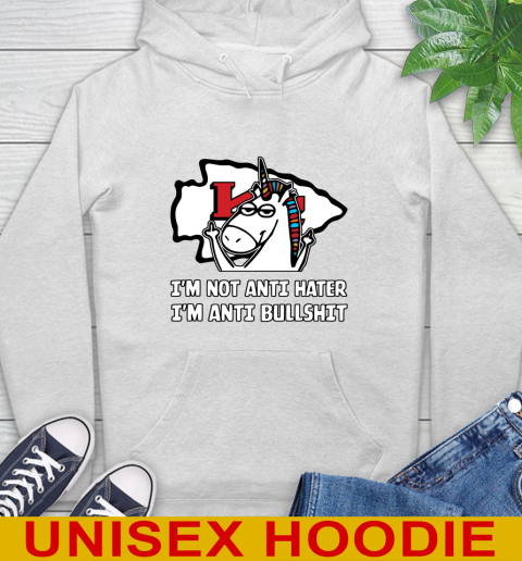 Kansas City Chiefs NFL Football Unicorn I'm Not Anti Hater I'm Anti Bullshit Hoodie