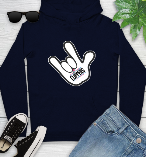 LA Clippers NBA Basketball Mickey Rock Hand Disney Youth Hoodie 4