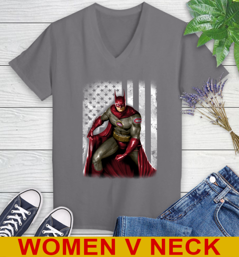 Montreal Canadiens NHL Hockey Batman DC American Flag Shirt Women's V-Neck T-Shirt 11