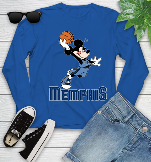 NBA Basketball Memphis Grizzlies Cheerful Mickey Mouse Shirt Youth Long Sleeve 10