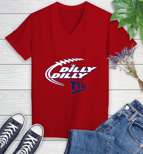 NFL New York Giants Dilly Dilly Football Sports Women's V-Neck T-Shirt 12