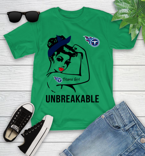 NFL Tennessee Titans Girl Unbreakable Football Sports Youth T-Shirt 3