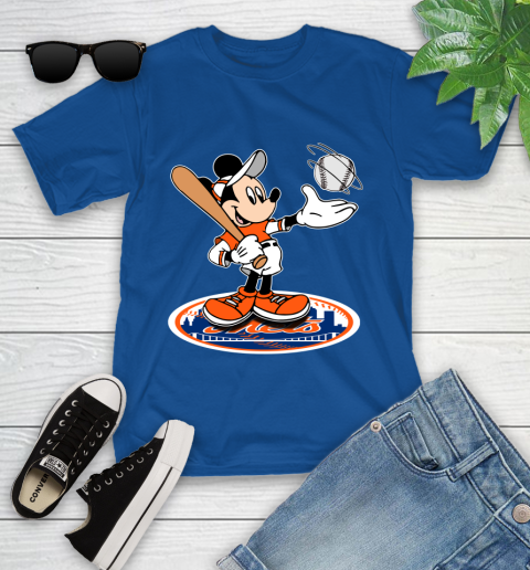 MLB Baseball New York Mets Cheerful Mickey Disney Shirt Youth T-Shirt 9