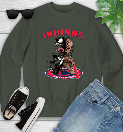 MLB Cleveland Indians Baseball Venom Groot Guardians Of The Galaxy Youth Sweatshirt 10
