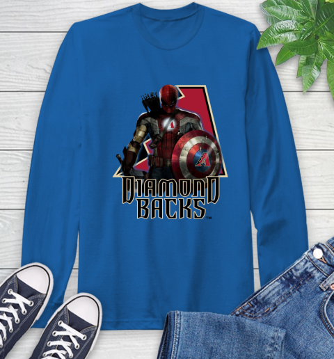 MLB Captain America Thor Spider Man Hawkeye Avengers Endgame Baseball Arizona Diamondbacks Long Sleeve T-Shirt 9