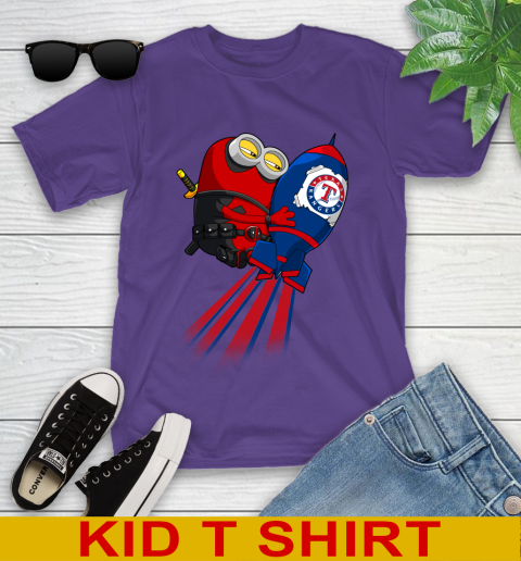 MLB Baseball Texas Rangers Deadpool Minion Marvel Shirt Youth T-Shirt 3