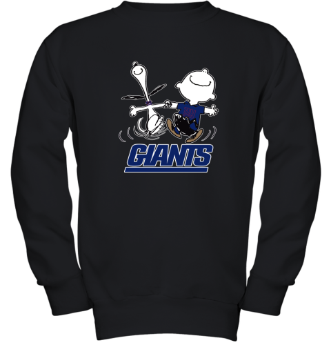 Snoopy And Charlie Brown Happy New York Giants Fans Youth Sweatshirt