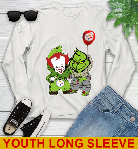 Pittsburgh Steelers Baby Pennywise Grinch Christmas NFL Football Youth Long Sleeve 12