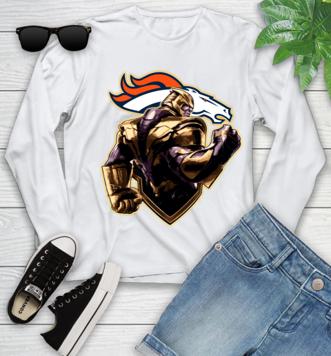 NFL Thanos Avengers Endgame Football Sports Denver Broncos Youth Long Sleeve