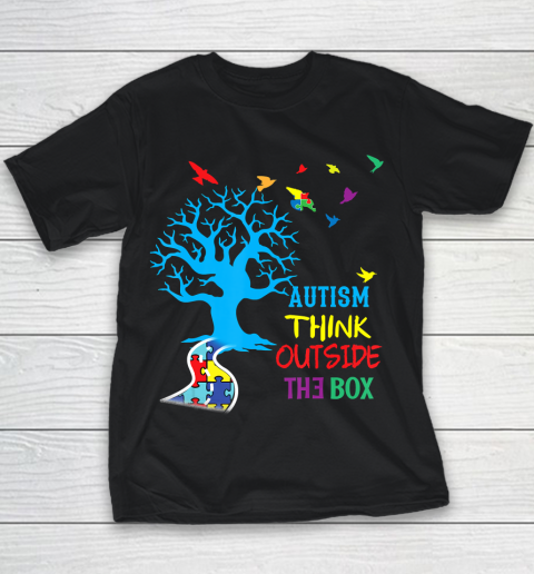 Autism Awareness Tree Autism Think Outside The Box Youth T-Shirt