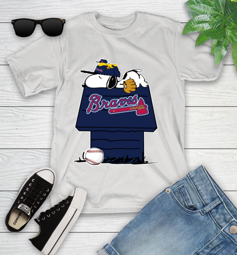 MLB Atlanta Braves Snoopy Woodstock The Peanuts Movie Baseball T Shirt Youth T-Shirt