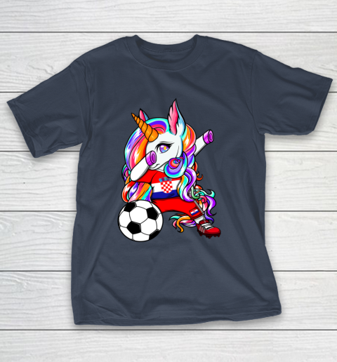 Dabbing Unicorn Croatia Soccer Fans Jersey Croatian Football T-Shirt 16