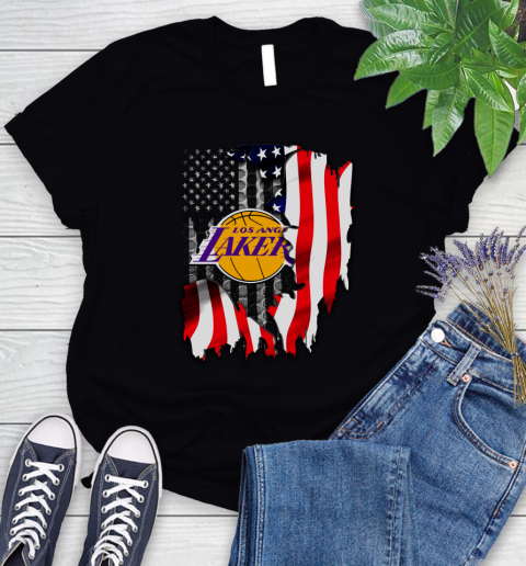 Los Angeles Lakers NBA Basketball American Flag Women's T-Shirt