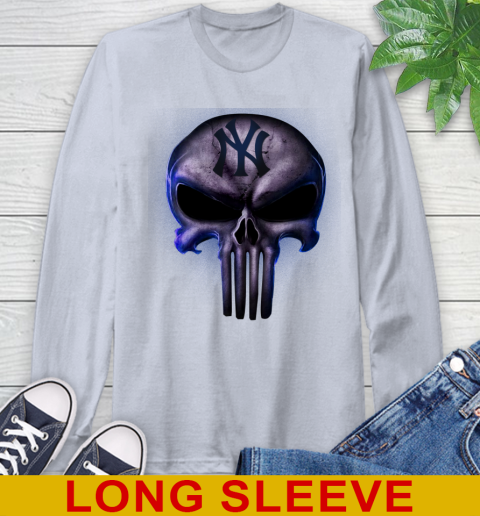 New York Yankees MLB Baseball Punisher Skull Sports Long Sleeve T-Shirt 6
