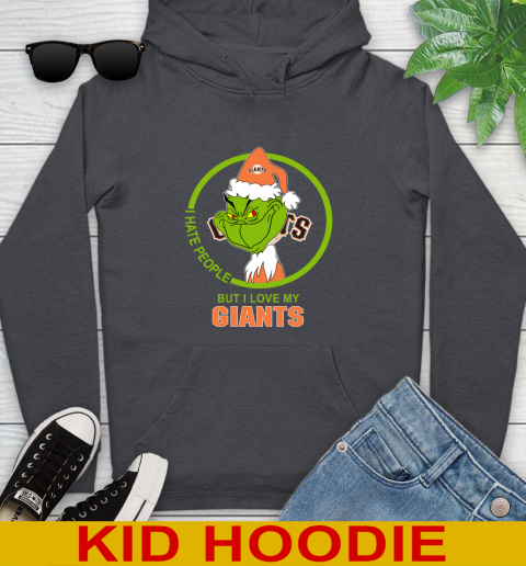 San Francisco Giants MLB Christmas Grinch I Hate People But I Love My Favorite Baseball Team Youth Hoodie 9