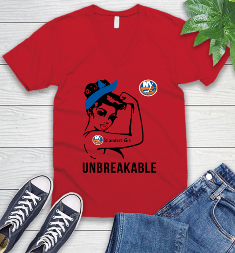 NHL New York Islanders Girl Unbreakable Hockey Sports V-Neck T-Shirt 4