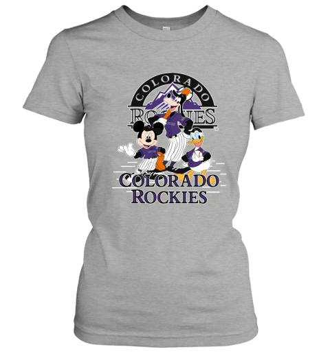 Colorado Rockies Mickey Donald And Goofy Baseball Women's T-Shirt