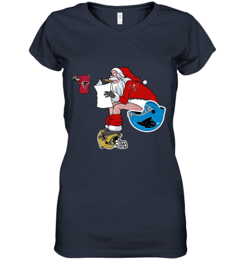 pggv santa claus tampa bay buccaneers shit on other teams christmas women v neck t shirt 39 front navy