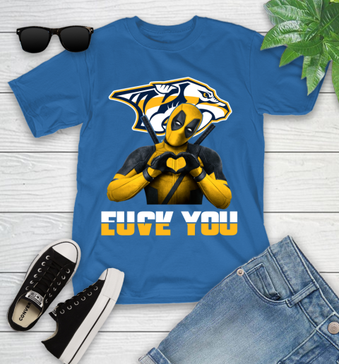 NHL Nashville Predators Deadpool Love You Fuck You Hockey Sports Youth T-Shirt 12