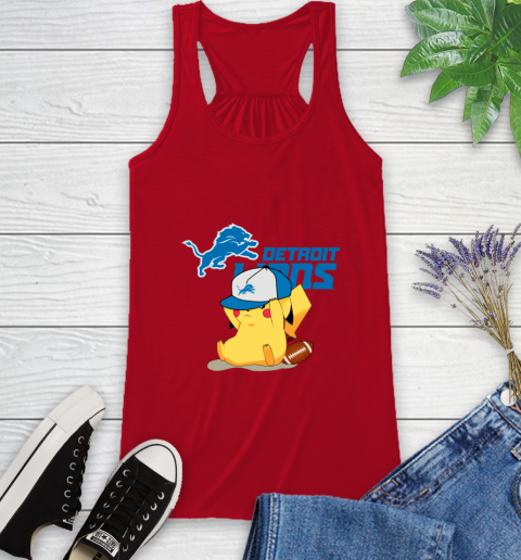 NFL Pikachu Football Sports Detroit Lions Racerback Tank 6
