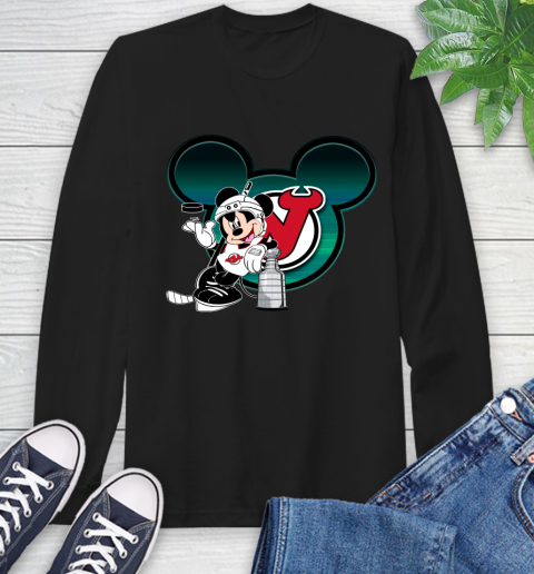 NHL New Jersey Devils Stanley Cup Mickey Mouse Disney Hockey T Shirt Long Sleeve T-Shirt - Image 3