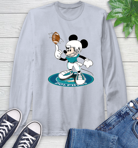 NFL Football Miami Dolphins Cheerful Mickey Disney Shirt Long Sleeve T-Shirt 6