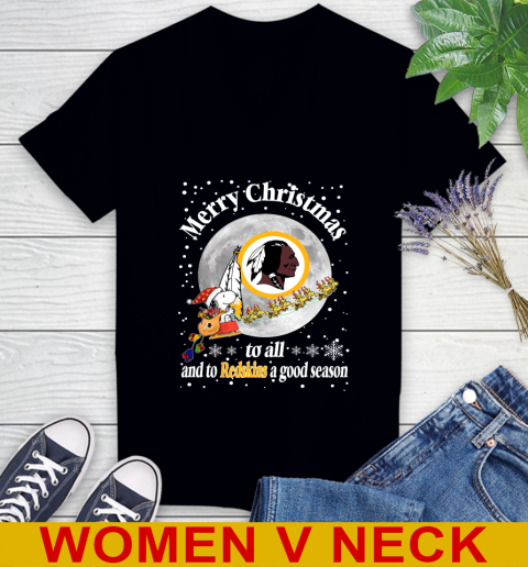 Washington Redskins Merry Christmas To All And To Redskins A Good Season NFL Football Sports Women's V-Neck T-Shirt